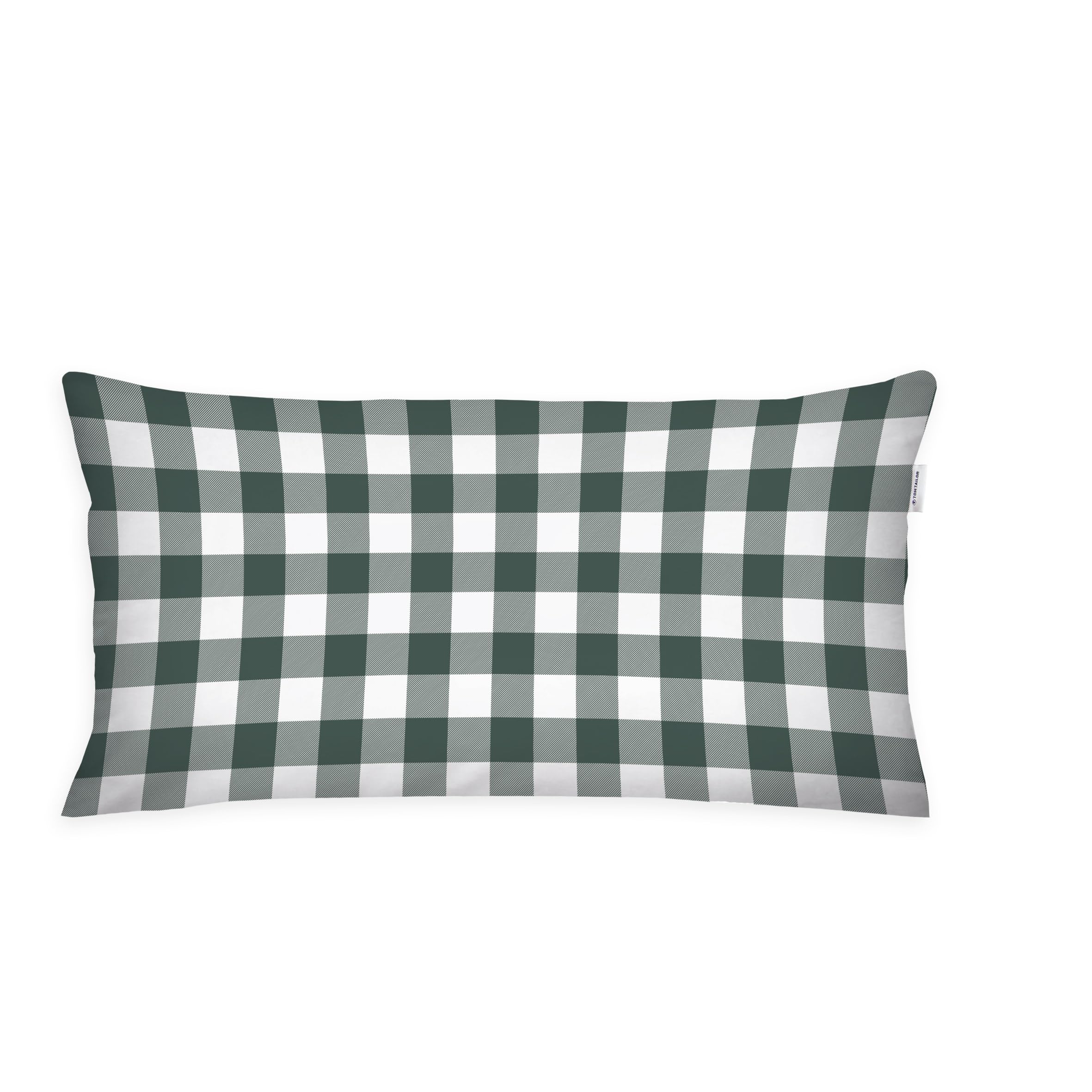 TOM TAILOR Flannel Cushion Cover, 40 x 80 cm, 100% Cotton/Flannel, with Reversible Motif and Coloured Branded Zip, Classic Check Green, Brown (Forest & Rusty Red)