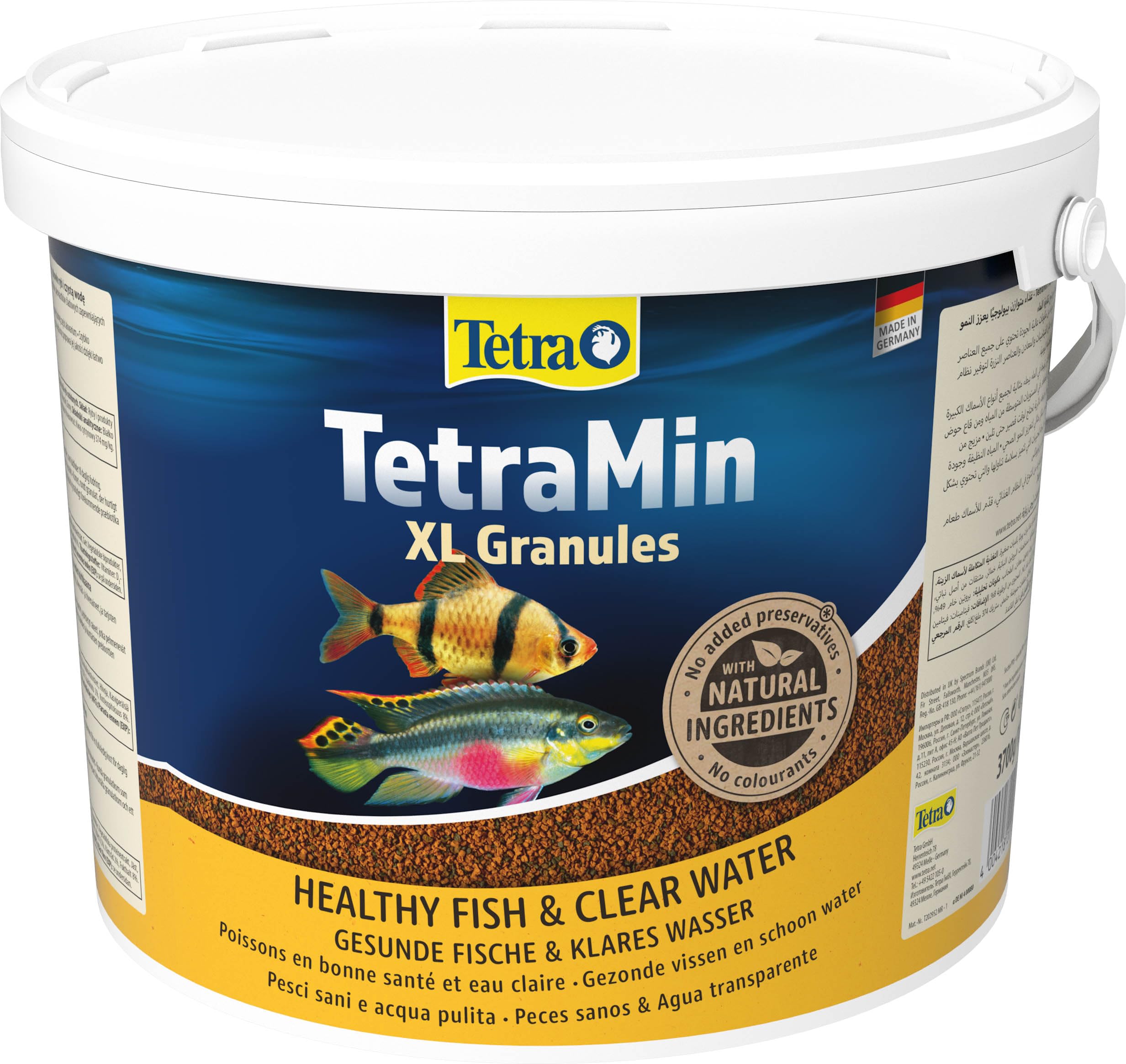 TetraMin XL Granules - Mangime a lento affondamento per pesci ornamentali di grandi dimensioni nello strato d'acqua centrale dell'acquario, secchio da 10 L