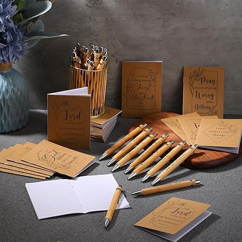 Miniatura 7 de Kisston Juego de 100 piezas de regalos de versículos bíblicos, bolígrafos cristianos a granel, cuadernos de versículos de la Biblia, cuadernos