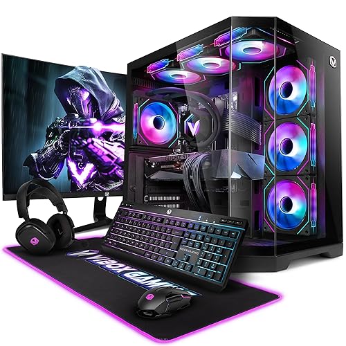 Vibox Gaming PC Bundle • AMD Ryzen 7 5700X 4.6GHz • Nvidia RTX 5070 12GB • 32GB RAM • 1TB NVMe SSD • Windows 11 • 27" Monitor • WiFi • Black - RTX 5070 - Ryzen 7 5700X - VTX-7 Black