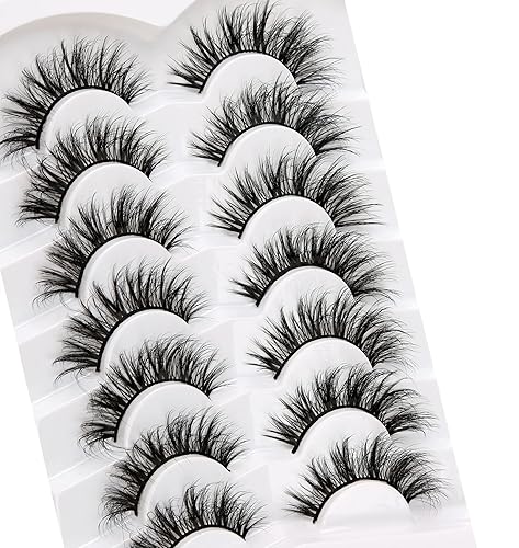 Miniatura 141 de Pooplunch Pestañas postizas de pelo de visón sintético, estilo de ojo de gato, paquete de pestañas postizas naturales esponjosas, paquete múltiple