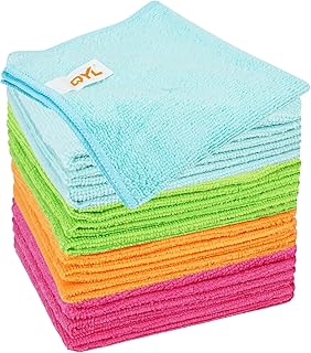 QYL Microfiber Cleaning Cloth,12 Pack Cleaning Rags, Cleaning Towels with 4 Color Assorted, 11.8"X11.8"(Green/Blue/Yellow/Pink)
