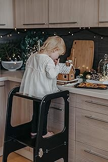 Sweet Home from wood Plataforma de Madera para Trepar en la Cocina para Bebés y Niños - Torres Ajustables para Encimeras y Mesa - Taburete Seguro y Duradero - Learning Tower (Negro)