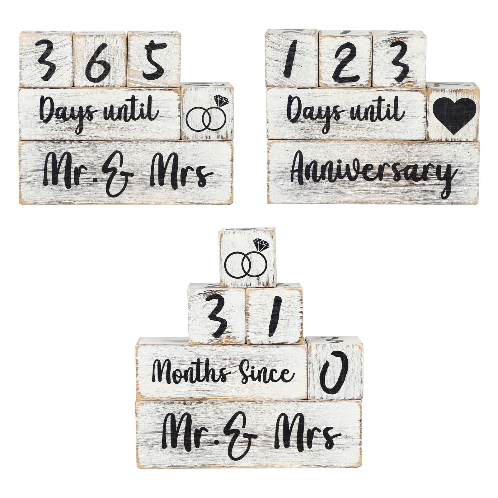 Bbxwangbbxwang Wedding Countdown Sign Wooden Blocks Wedding Day