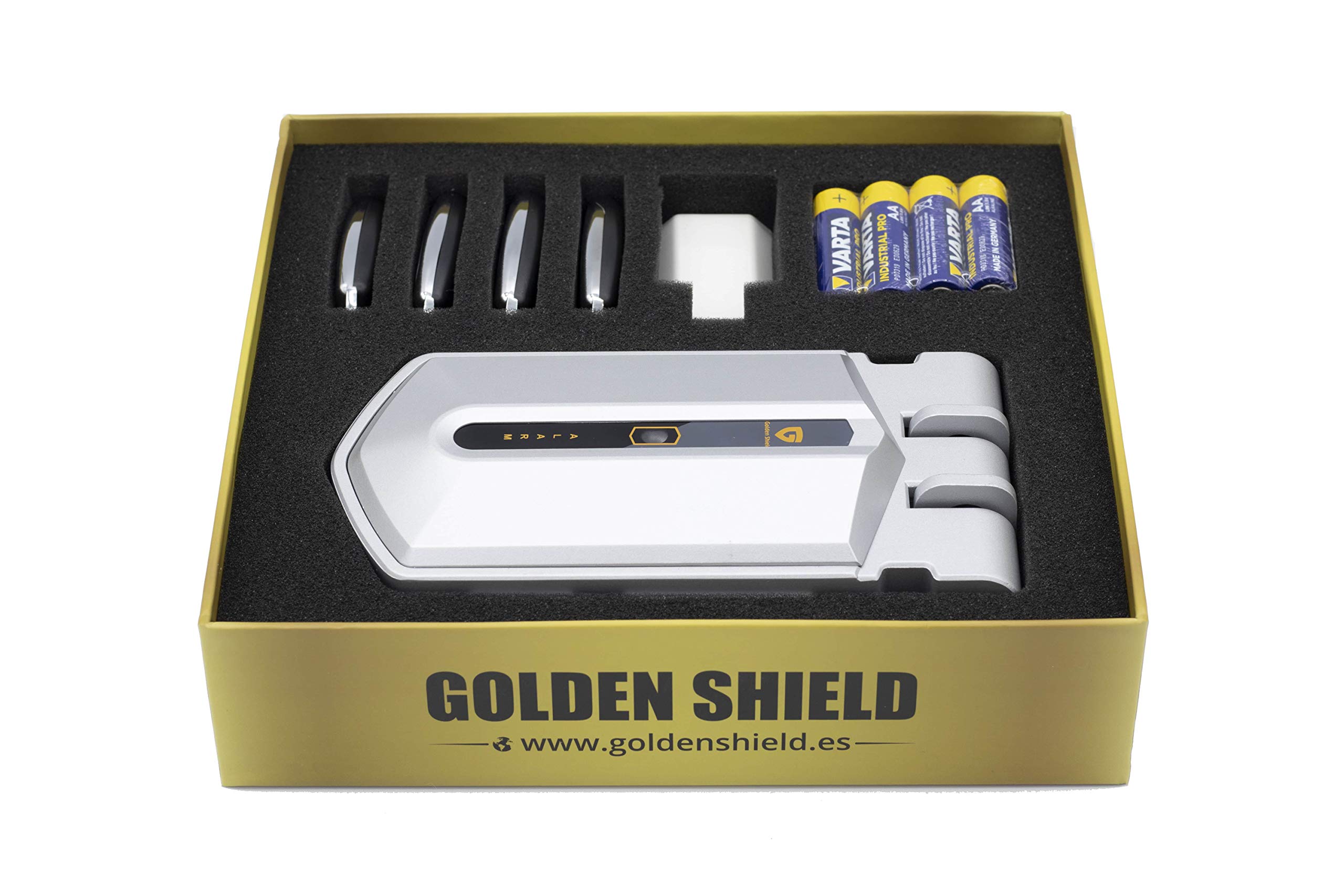 Golden Shield Alarm - Cerradura inteligente invisible con Alarma 95db y 4 mandos incopiables, ideal para todo tipo de puertas de viviendas, trasteros, etc...