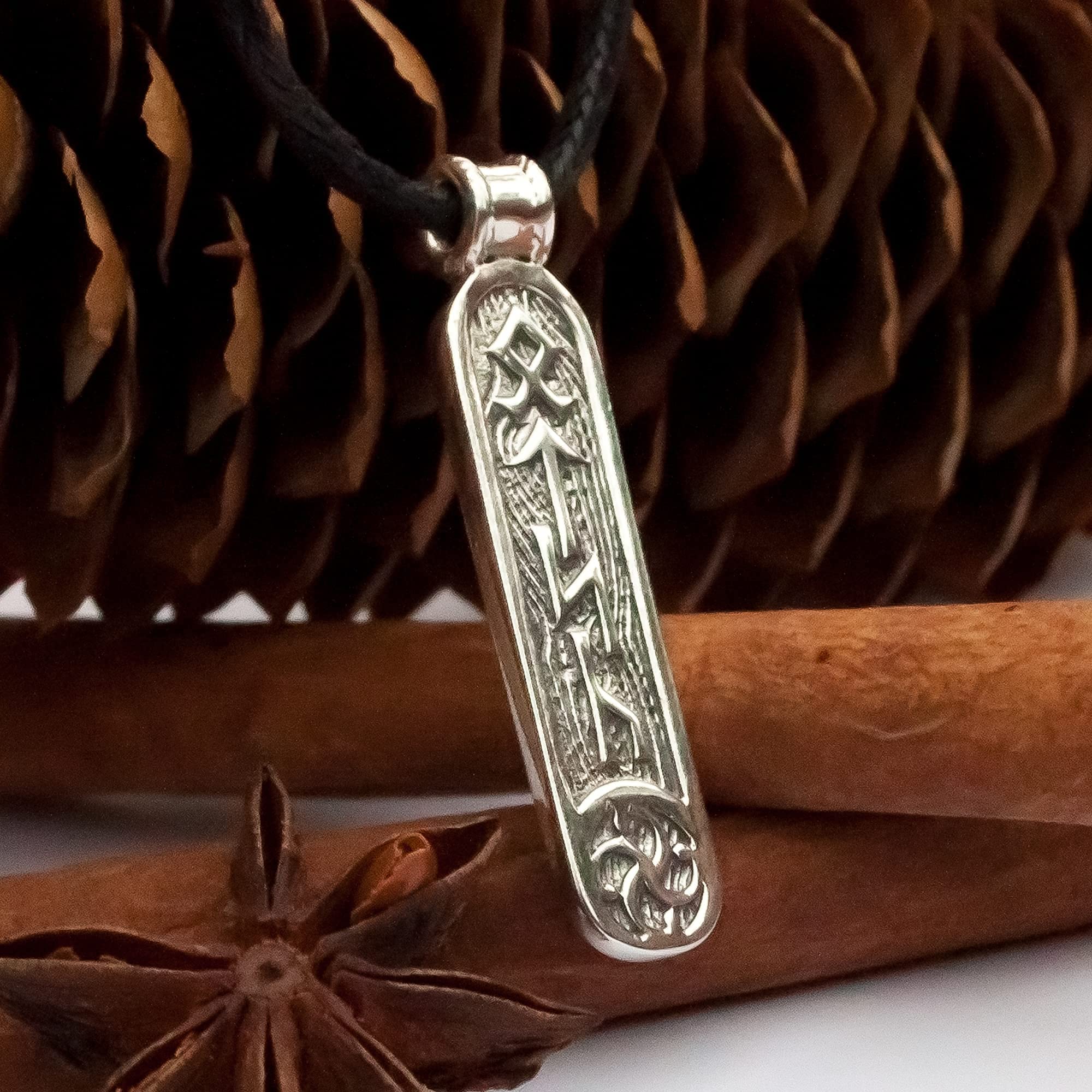 Viking Mens Rune Formula Pendant Necklace 925 Sterling Silver Norse ...