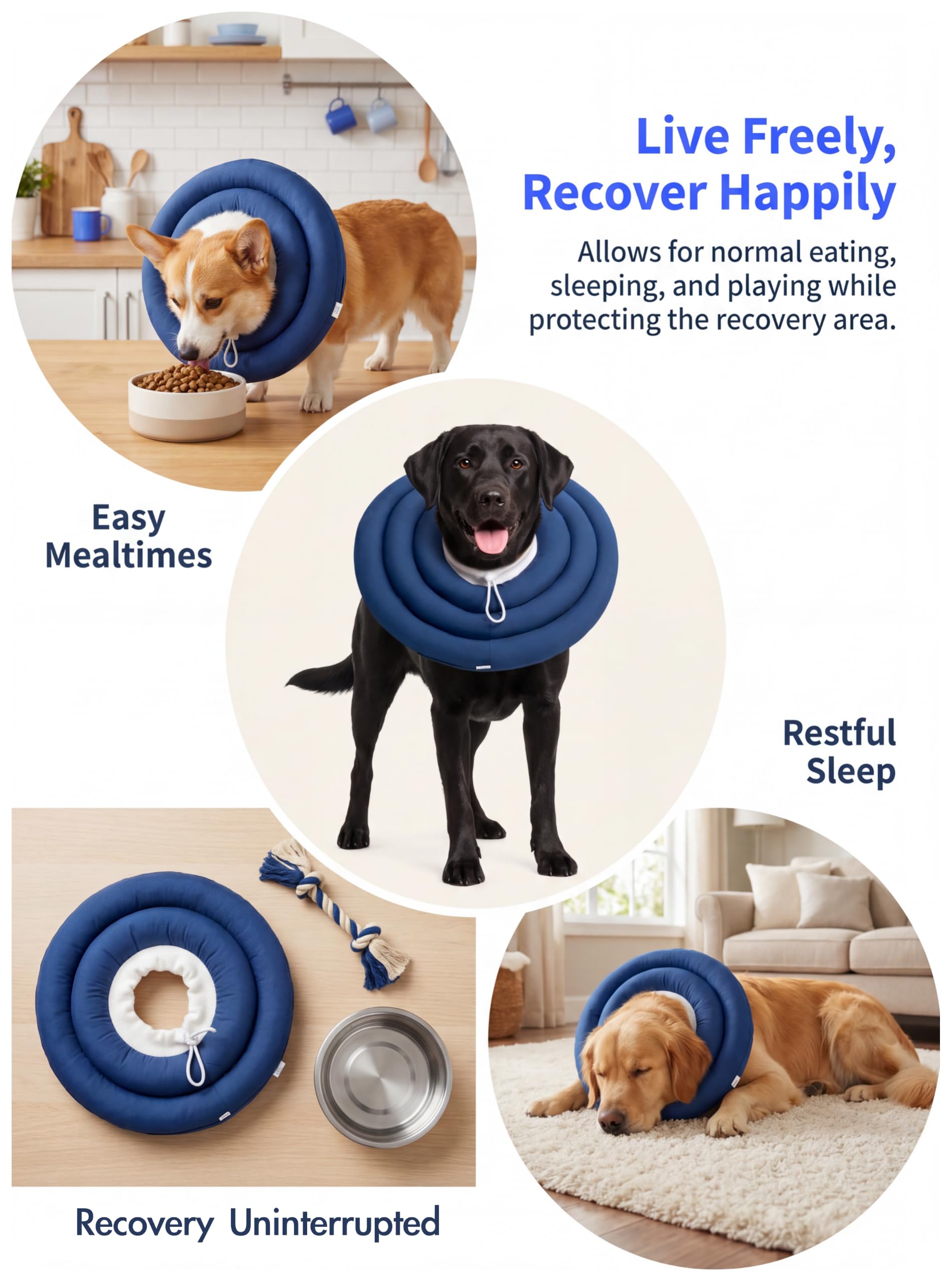 Conos suaves para perro, collar de dona de recuperación después de la cirugía, alternativa al cono de la vergüenza, collar electrónico isabelino antimordeduras, curación de heridas ajustable