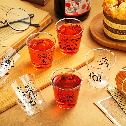 Miniatura 4 de Hushee 300 vasos de chupito de felicitación a los 40 años, vasos desechables de 2 onzas, vasos de plástico, regalos de fiesta de cumpleaños 40 para