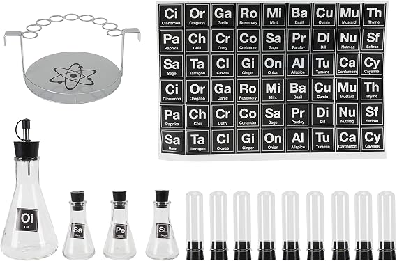 Wink Chemist's Spice Rack, 14 Piece Chemistry Spice Rack Set
