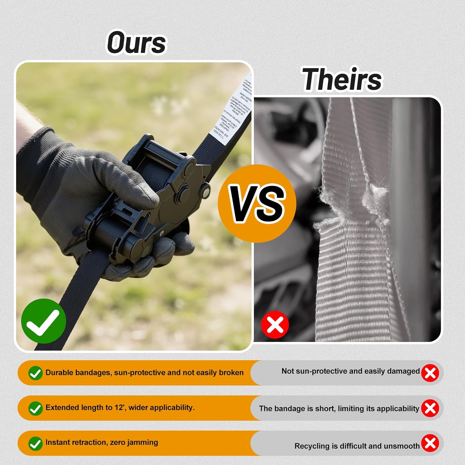 1800LB Retractable Ratchet Straps with Soft Loops(4 Pack), 1" x 12FT Heavy Duty Auto Self Retracting Tie Down Straps for Trucks, Motorcycle, Cargo, Trailer, Moving-Black