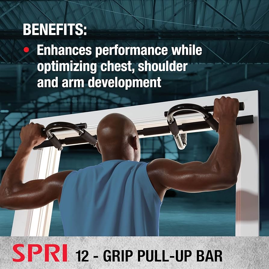 Chin Up Bar SPRI Pull Up Bar 12-Grip Door Frame Mounting Pull-Up