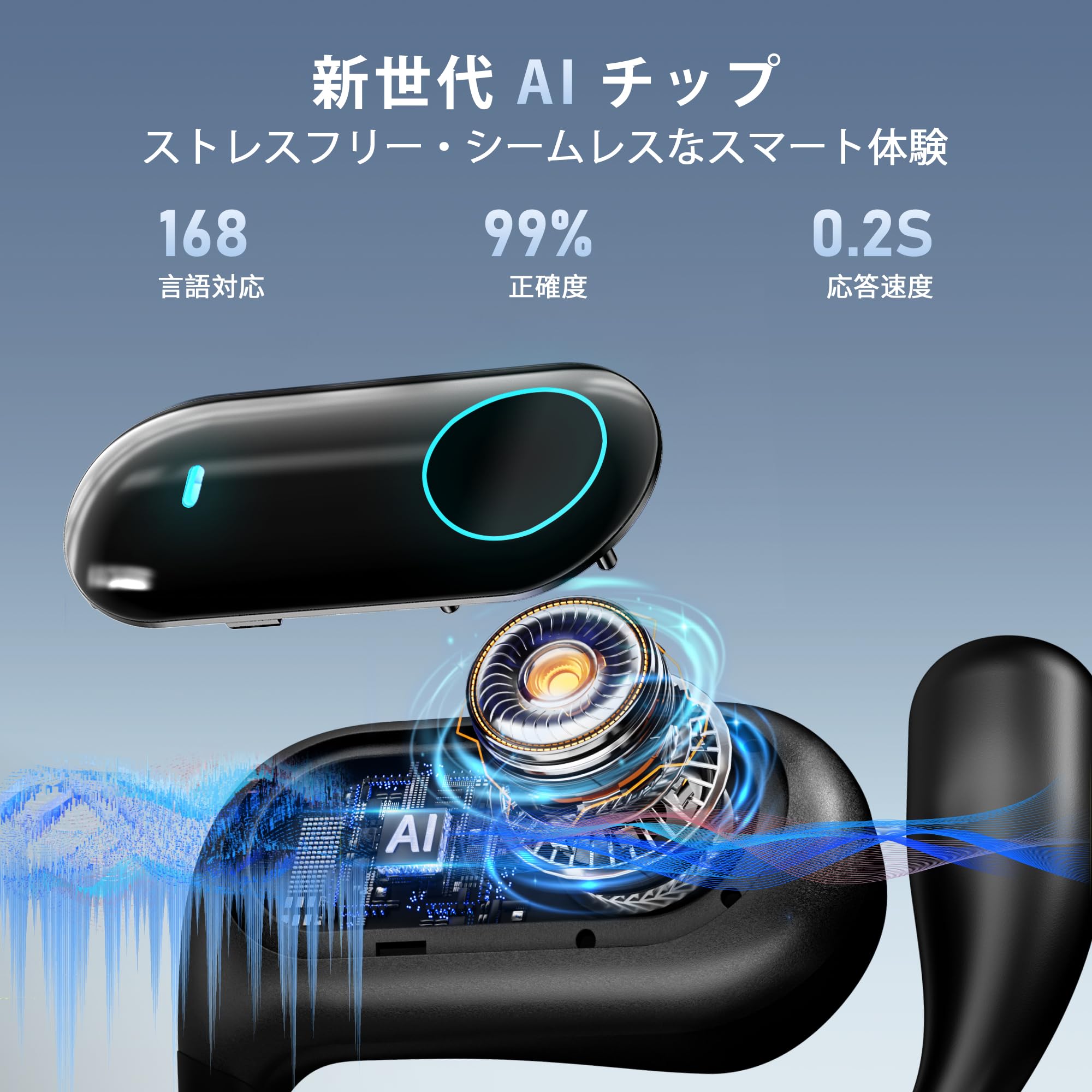 Amazon.co.jp: イヤホンAI翻訳機 骨伝導 ワイヤレス Bluetooth 6.1