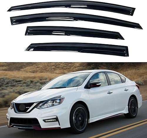 Miniatura 10 de IG - Visera para ventana de automóvil, protector contra la lluvia, el sol y el viento, con cinta adhesiva, deflector extraduradero para ventana