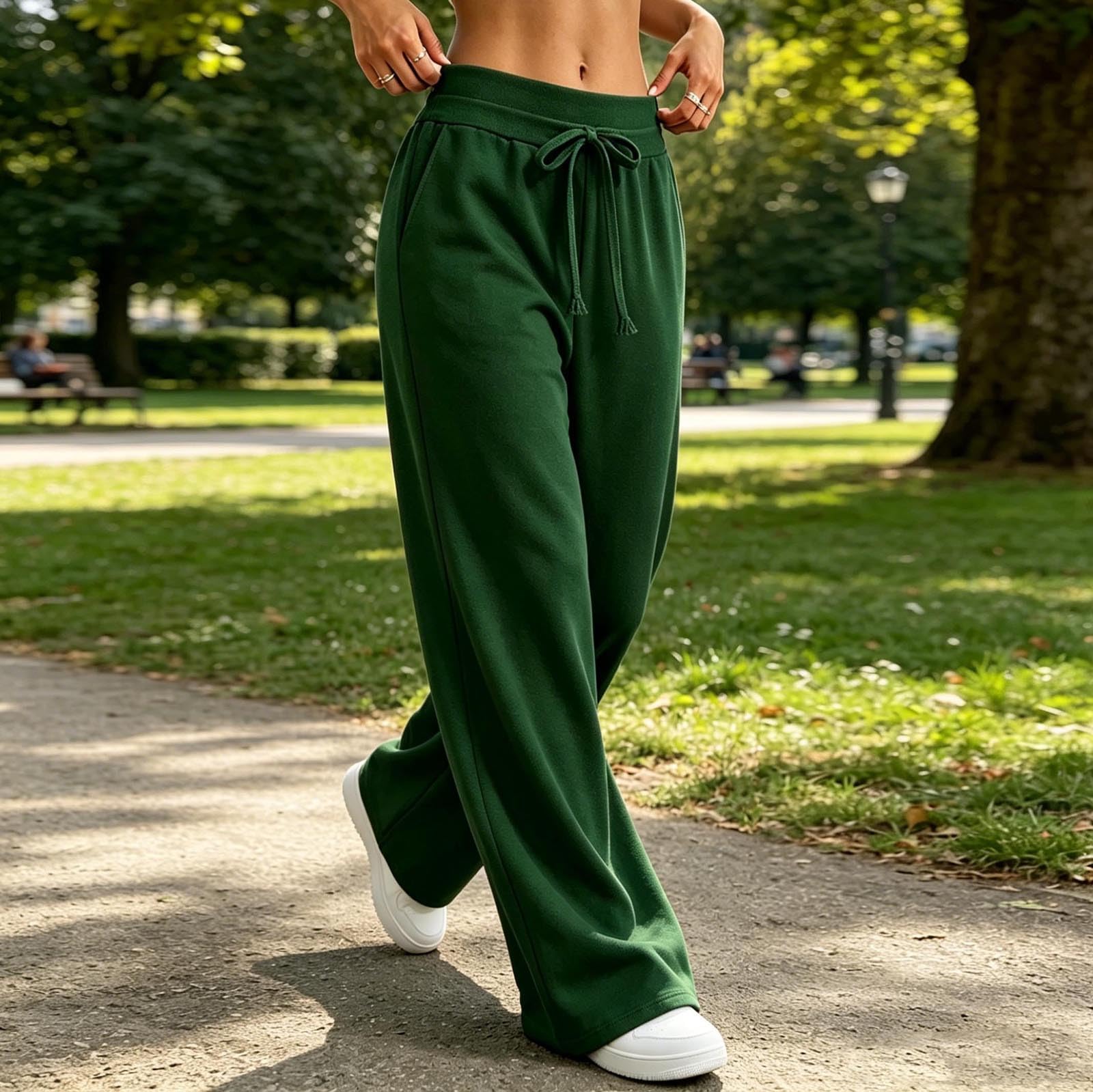 Generico Pantaloni da Jogging Donna Pantaloni Tuta a Vita Alta in Cotone Comodi Pantalone a Gamba Larga Larghi e Leggeri Pantalone Sportivi con Tasche Taglie Forti Pants Baggy per Yoga e Fitness