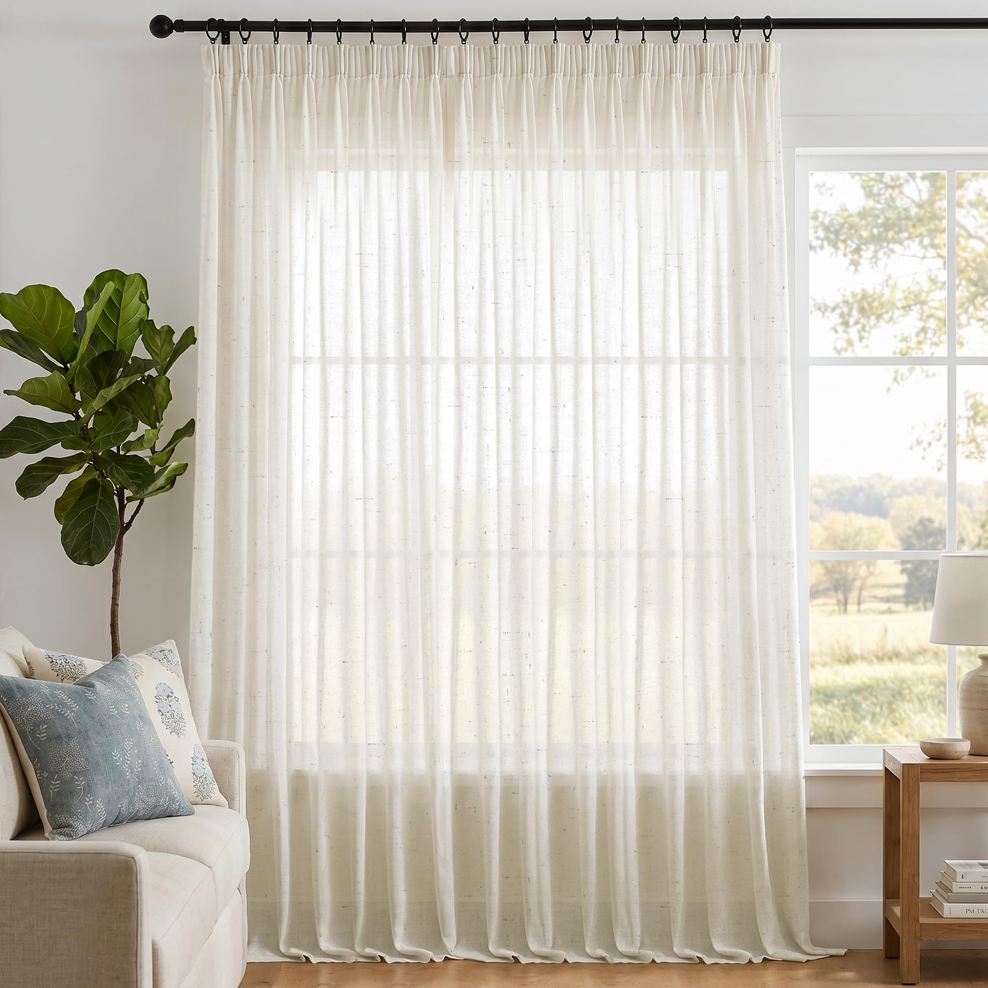 Deconovo Stores Gardinen mit Kräuselband Sheer Voile Vorhang Weiß Vorhänge