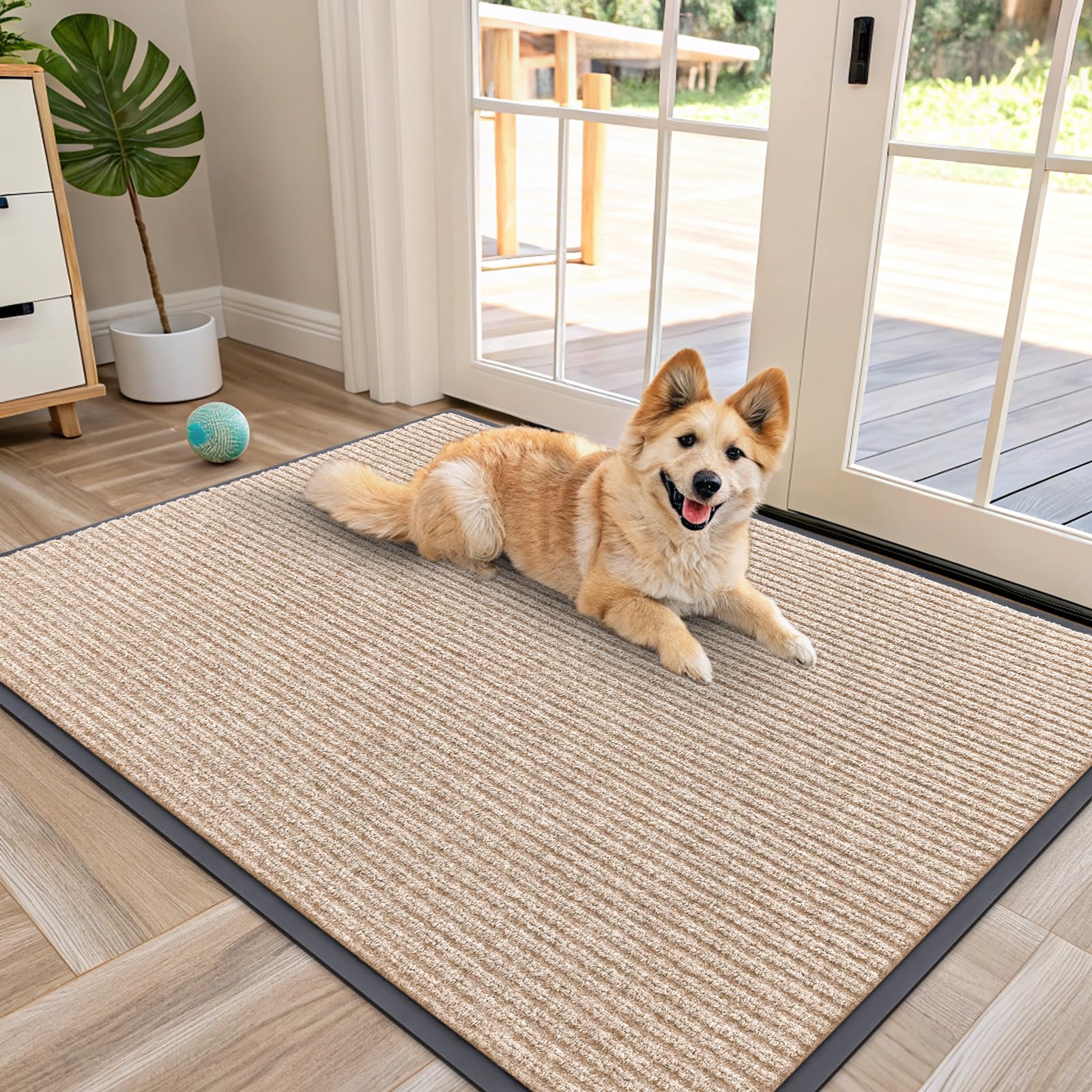OLANLY Front Door Mat Indoor Outdoor Entrance, Waterproof Heavy Duty Doormat, Fade Resistant, Low Profile, Easy Clean Patio Porch Welcome Floor Mats for Entry, 29.5x17, Beige — view 215
