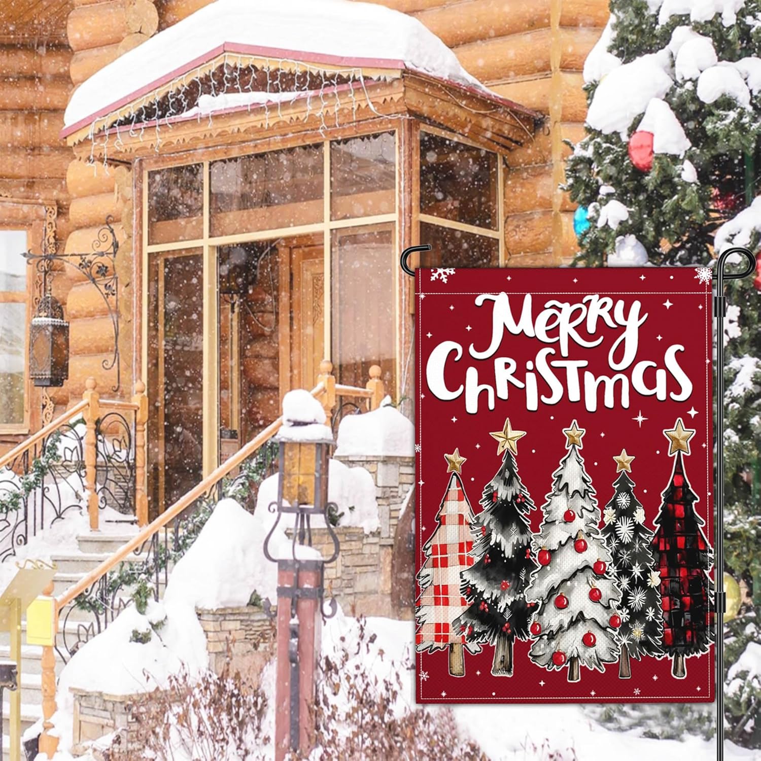 NASIAN Merry Christmas Tree Garden Flags for Outside 12x18 Double Sided Christmas Decorations Outdoor Garden Flag Winter Xmas Holiday House Yard Signs Decor - Image 6