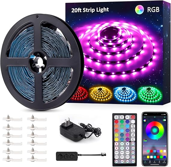NOVOSTELLA 20ft RGB Smart LED Strip Lights Kit, Music Sync