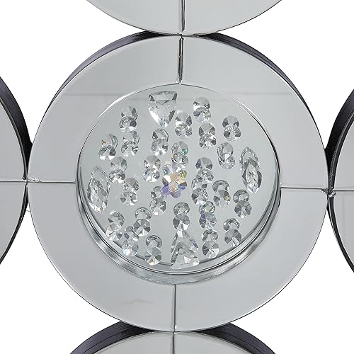 Miniatura 4 de Deco 79 Espejo de pared de cristal con cristales flotantes, 39 x 2 x 29 pulgadas, plateado