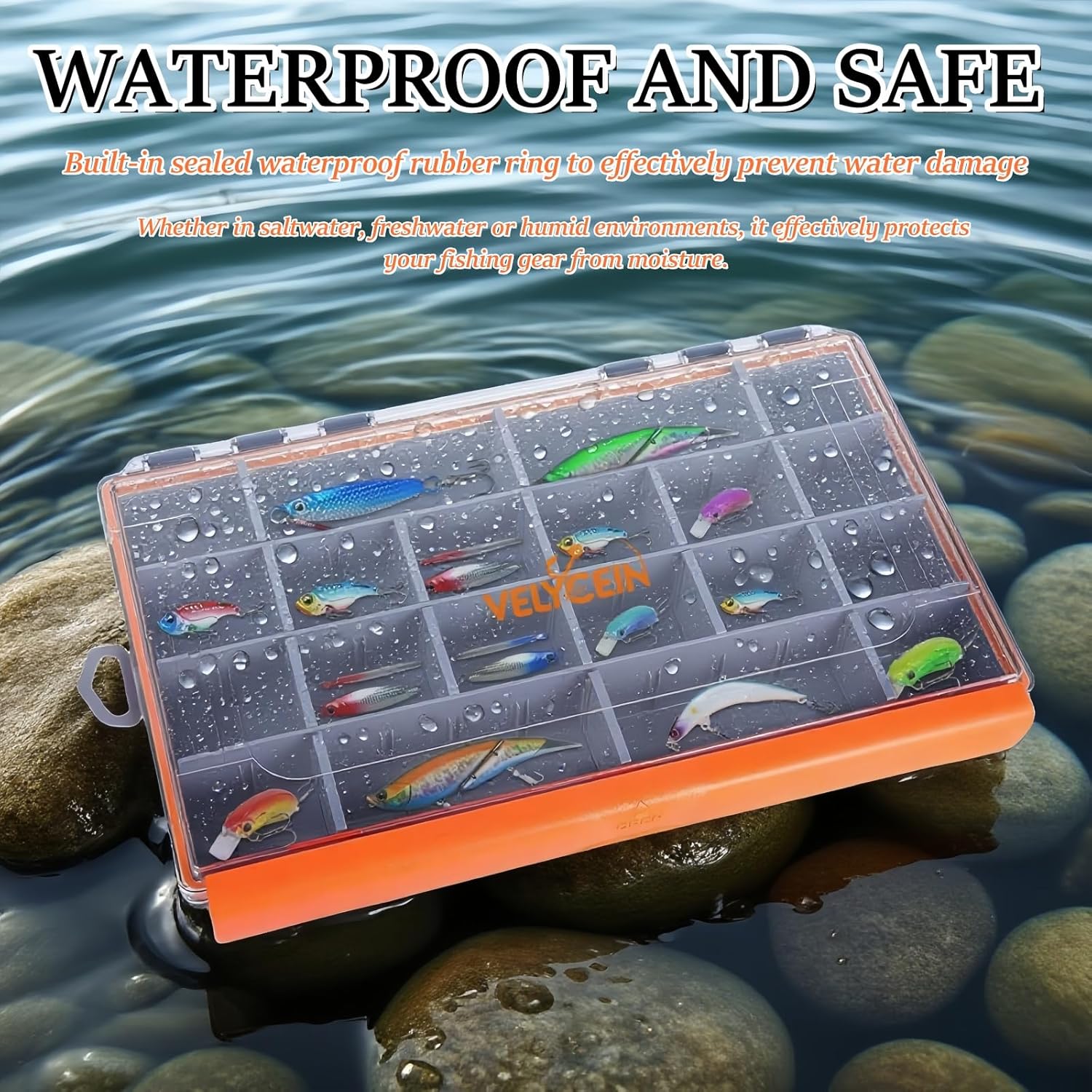 Fishing Tackle Box,2pack 3700 Waterproof Tackle Tray With 20 Removable Dividers,Clear Lure Organizer For Swimbaits,Hooks And Terminal Tackle Storage