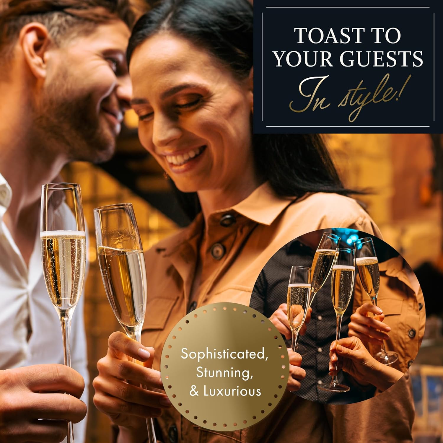 ELIXIR GLASSWARE Champagne Flutes - 5 oz - Set of 2 Crystal Glass Flutes, Hand Blown Edge Champagne Glasses - Premium Crystal Champagne Glasses - Prosecco Wine Flute, Mimosa Glasses, Bar Glassware - Image 7