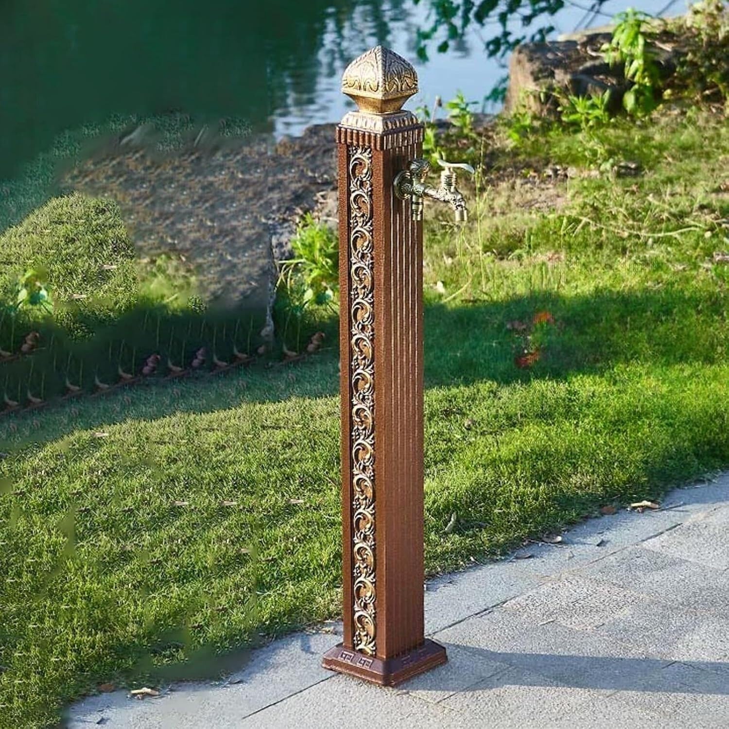 LXXW Outdoor Faucet Water Column Outdoor Vintage Water Column Dispenser - Freestanding Square Garden Hydrant Antifreeze Faucet for Farm & Backyard