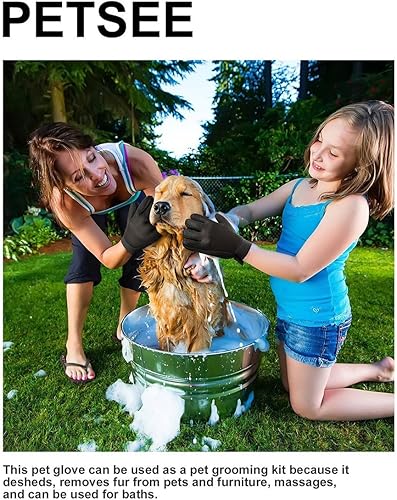 Miniatura 7 de 1 par de guantes de aseo para mascotas, kit de eliminación de piel de perro y gato, cepillo de espina de silicona suave, malla transpirable