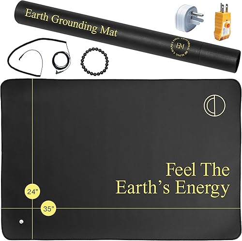 Kit de alfombrilla de tierra de 24 x 35 pulgadas para apoyo de energía y bienestar de cuerpo completo, alfombrilla de conexión a tierra para cama