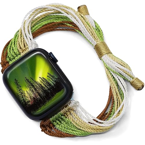 JR.DM Boho Watch Bands Compatible with Apple Watch 40mm 41mm 38mm 44mm 42mm 45mm 46mm Women, Cute Handmade Friendship Bracelet String Art for iWatch Series SE/10/9/8/7/6/5/4/3/2/1(Wonderland)