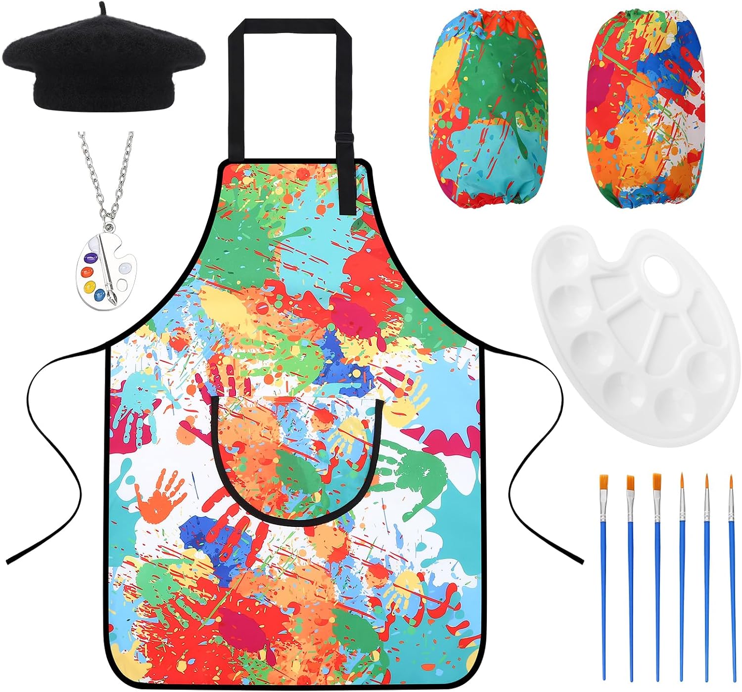 Disfraz de artista para niños, conjunto de pintor con delantal colorido y accesorios