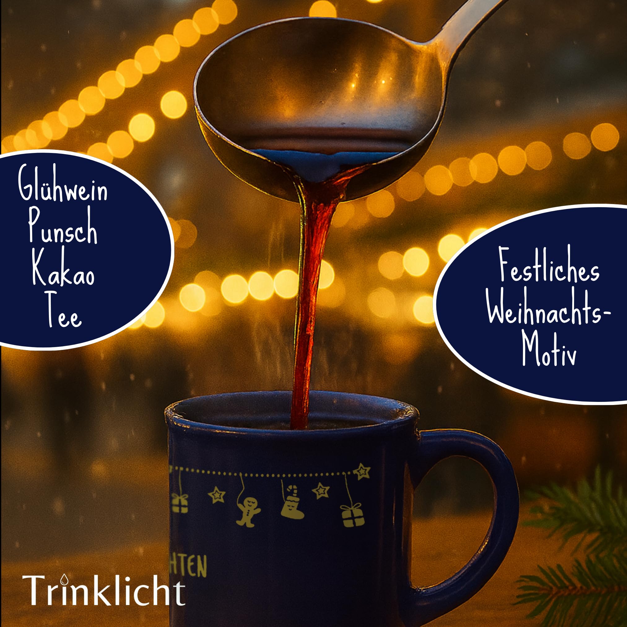 12 Glühweintassen 0,2L Blau mit Henkel Keramik Set