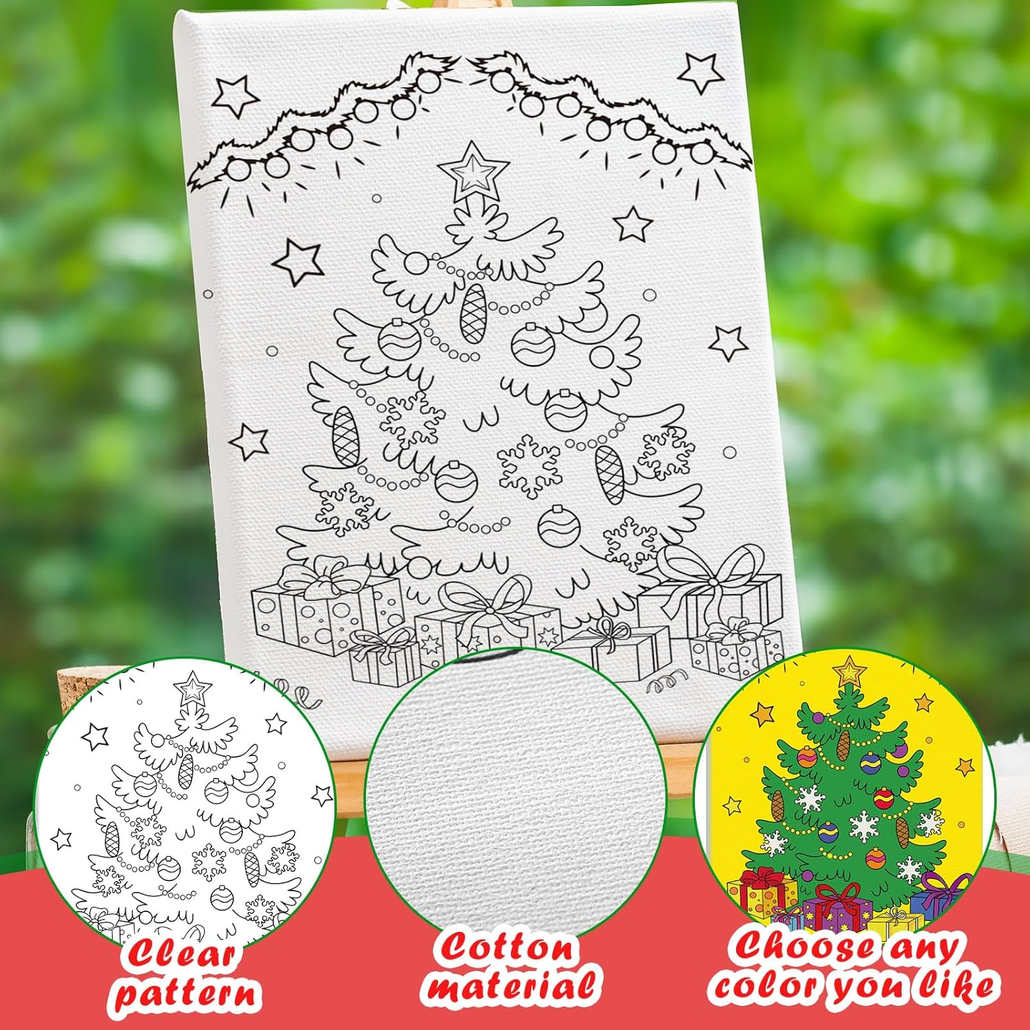 Cholemy 10 Pcs Christmas Pre Drawn Canvas for Painting 8 x 10 Inch Santa Snowman Canvas Boards with 1 Coloring Card Designs to Paint for Xmas Paint Art Supplies, 10 Styles DIY