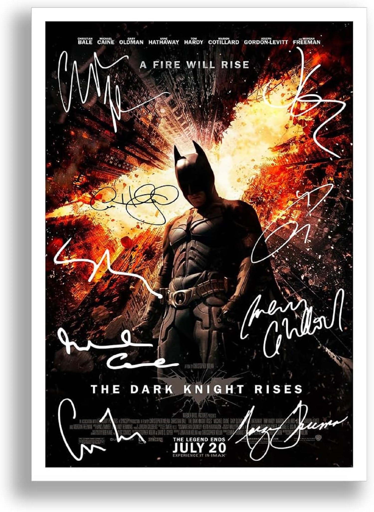 Mounted Gifts A3 Poster Only Batman The Dark Knight Rises Cast Signed A4 Poster Photo Print Framed Autograph Gift Movie Film (A3 Poster Only)
