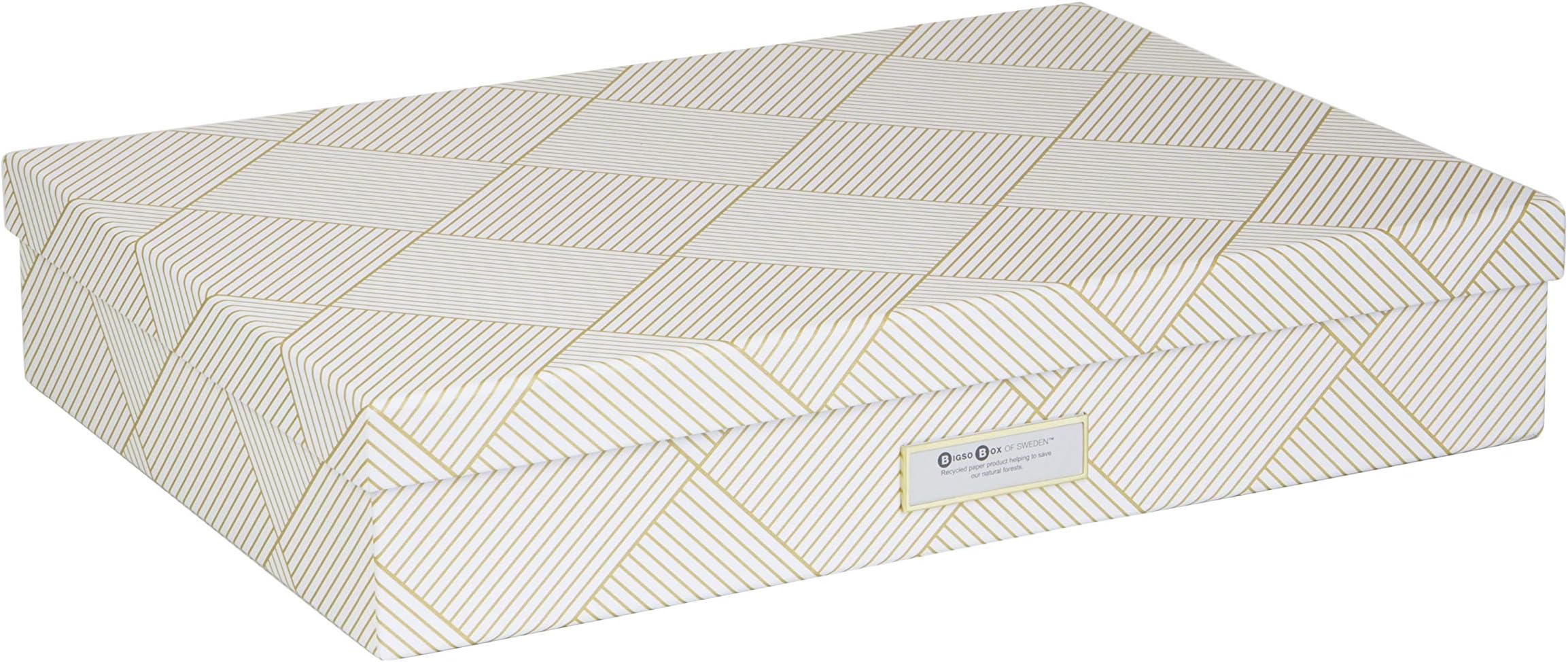 Bigso Box of Sweden Document Box, Fibreboard, Gold/White, Standard
