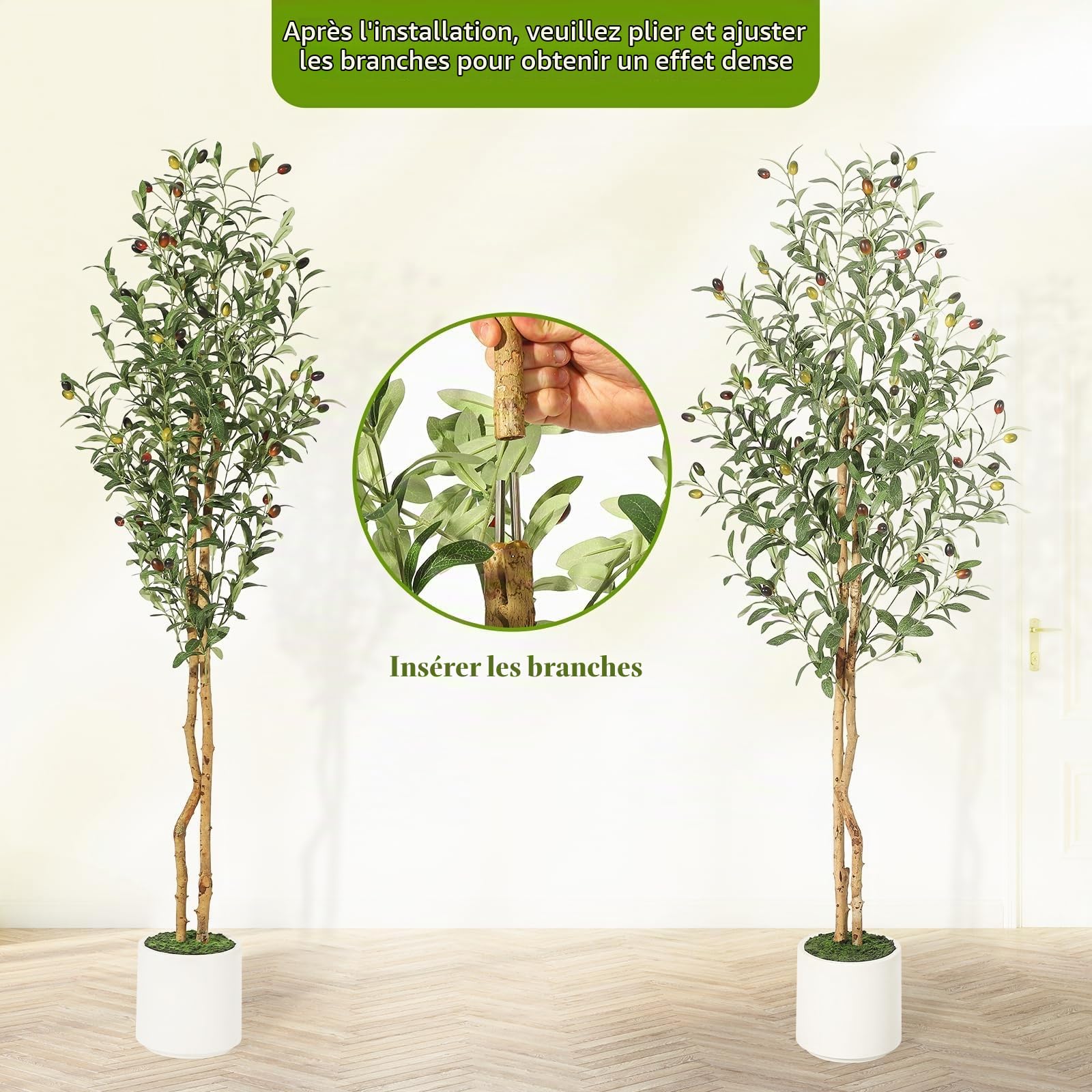 Garvee Olivier Artificiel Réalistes 180cm, Arbre Artificiel d'Extérieur avec Pot, Arbre Artificiel Résistant aux UV pour Jardin Balcon Maison