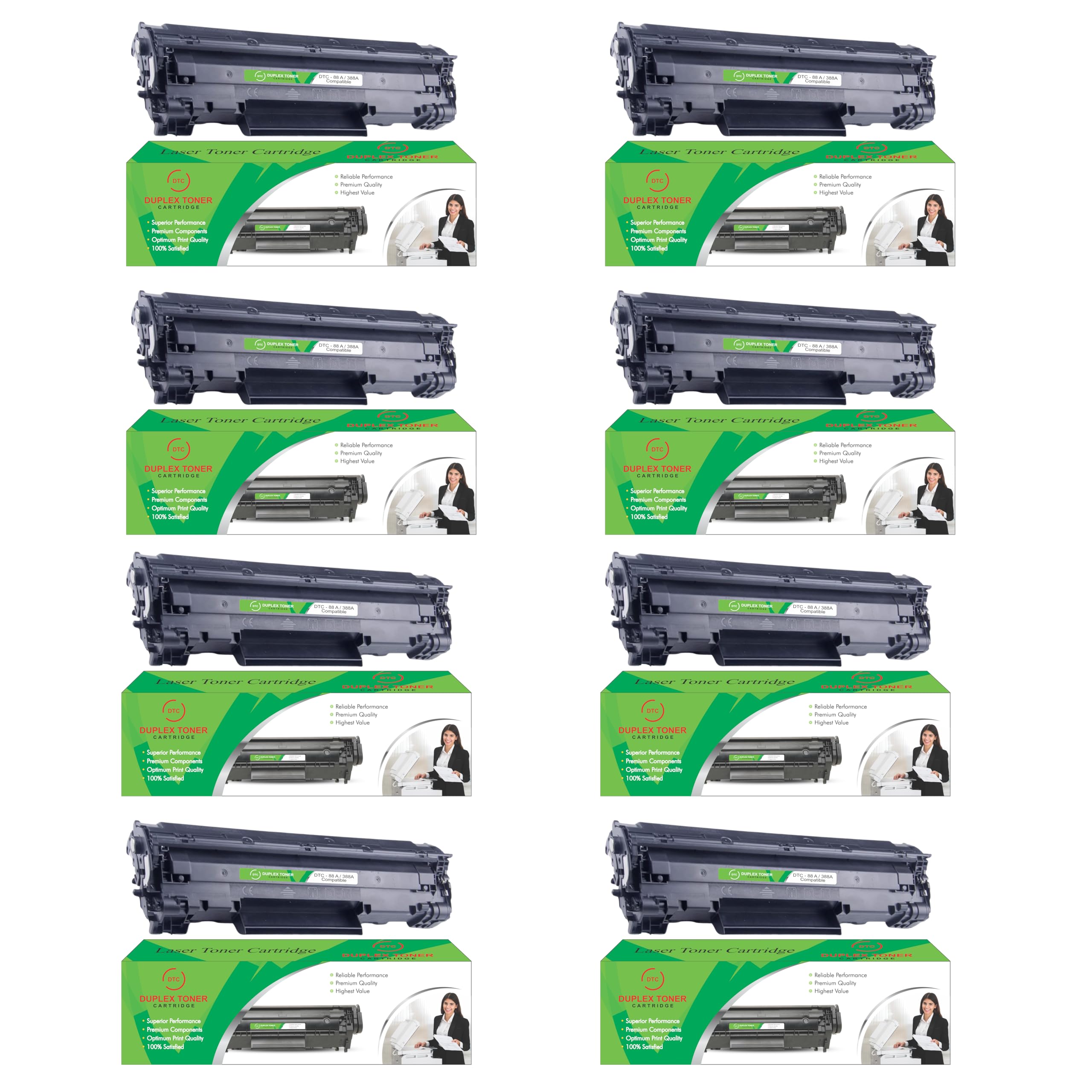 Duplex DTC 88A / CC388A Laser Toner Printer Cartridge Compatible in M1136, MFP, P1007, P1106, P1108, P1008, M1213nf, MFP, M126nw MFP, M1218nfs, M128fw MFP, M128fn , MFP, M226DW, M226DN | Pack of 8