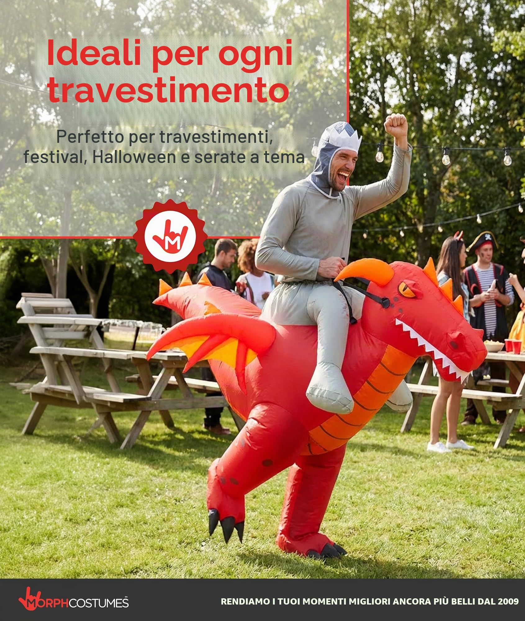 Morph Dragon T-Rex Costume Gonfiabile - Vestito Dinosauro per Adulto