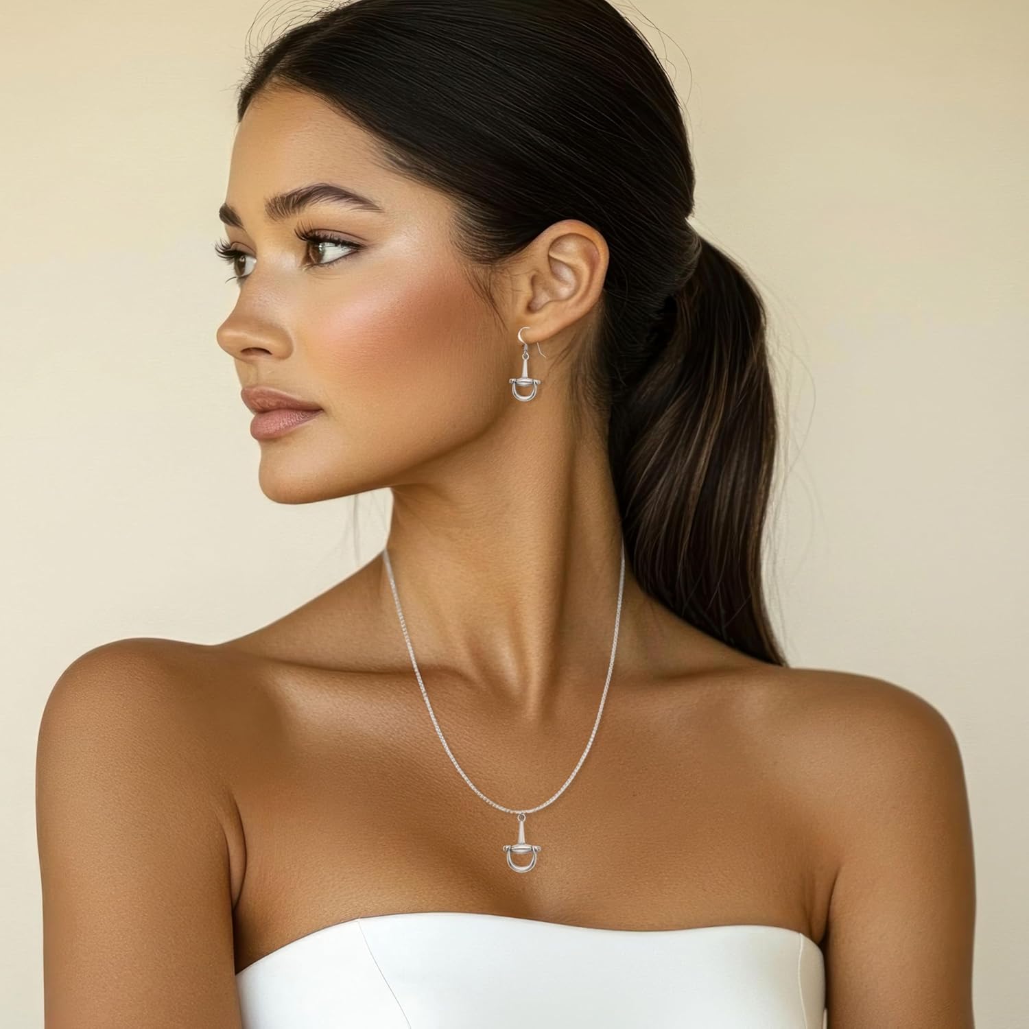 Elegant Half Horsebit Pendant Necklaces in Silver & 18K Gold over 925 Sterling Silver. Minimalist & Dainty Horse Snaffle Jewelry Gift for Her - Image 6