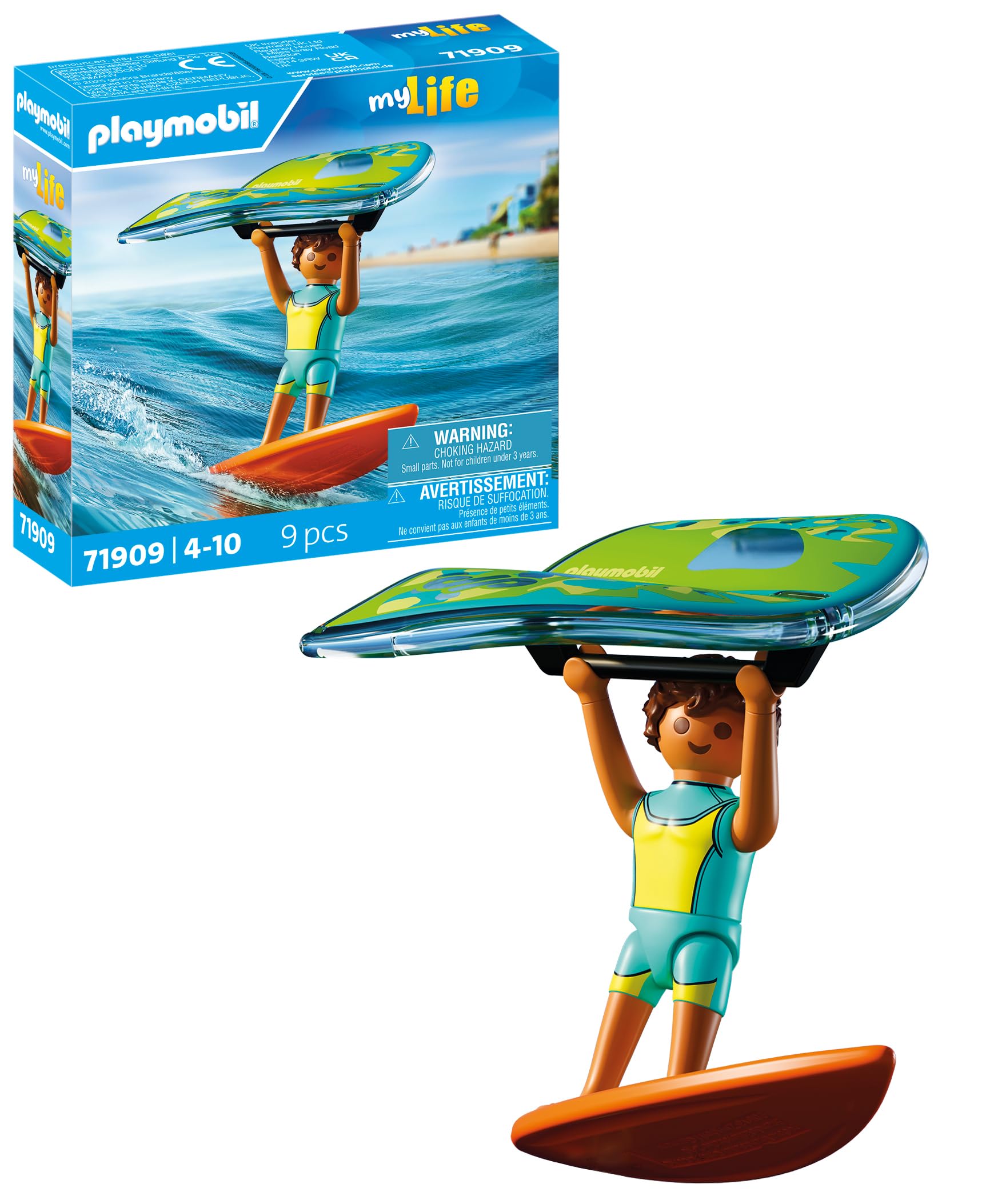 Playmobil Wingsurfer – Surf Figure with Board & Wing Sail, Action Water Sports Playset for Kids Ages 4+
