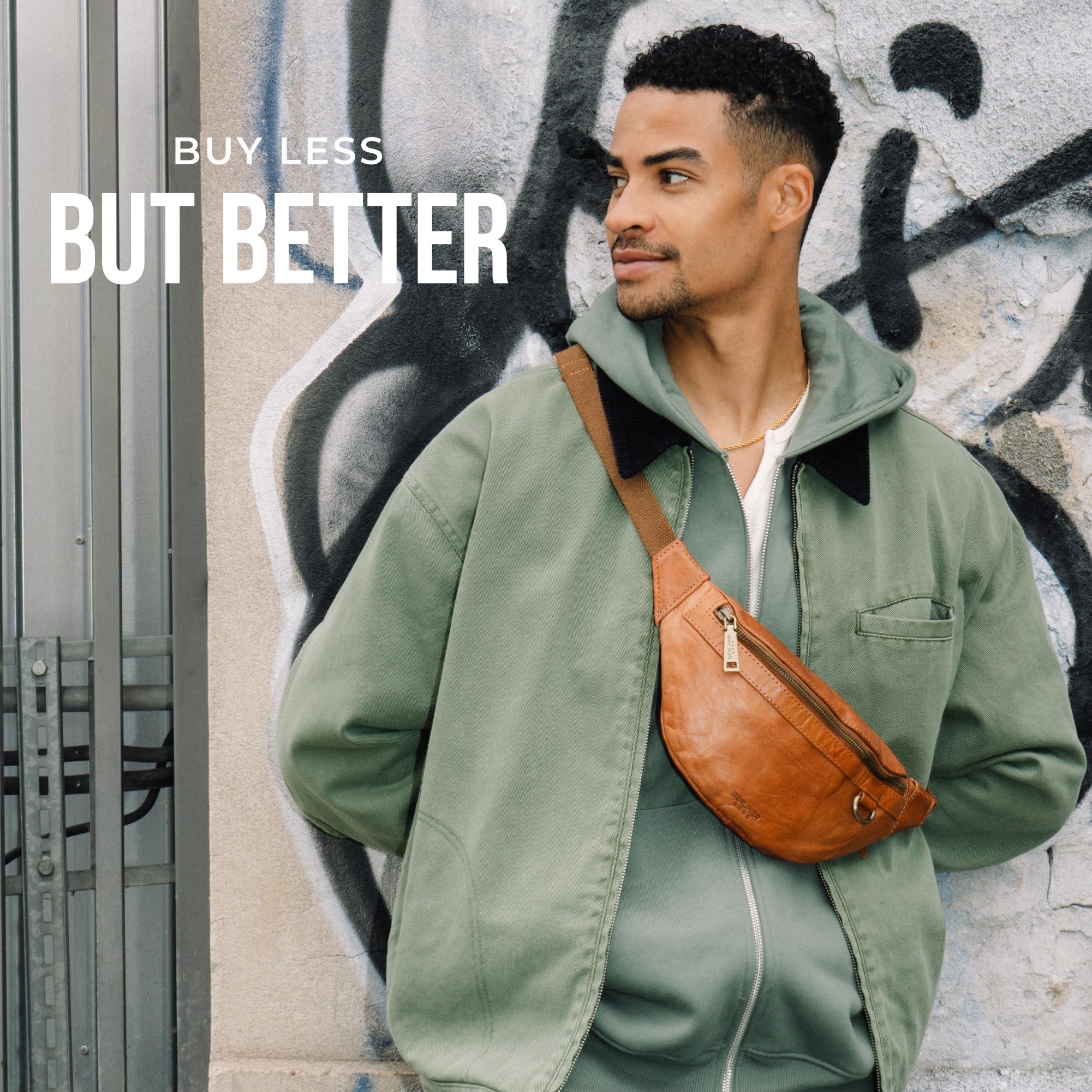 Berliner Bags Vintage Bauchtasche Turin, Gürteltasche aus Leder, mit verstellbarem Gurt und YKK Reißverschlüsse, Wasserabweisend für Herren - Braun