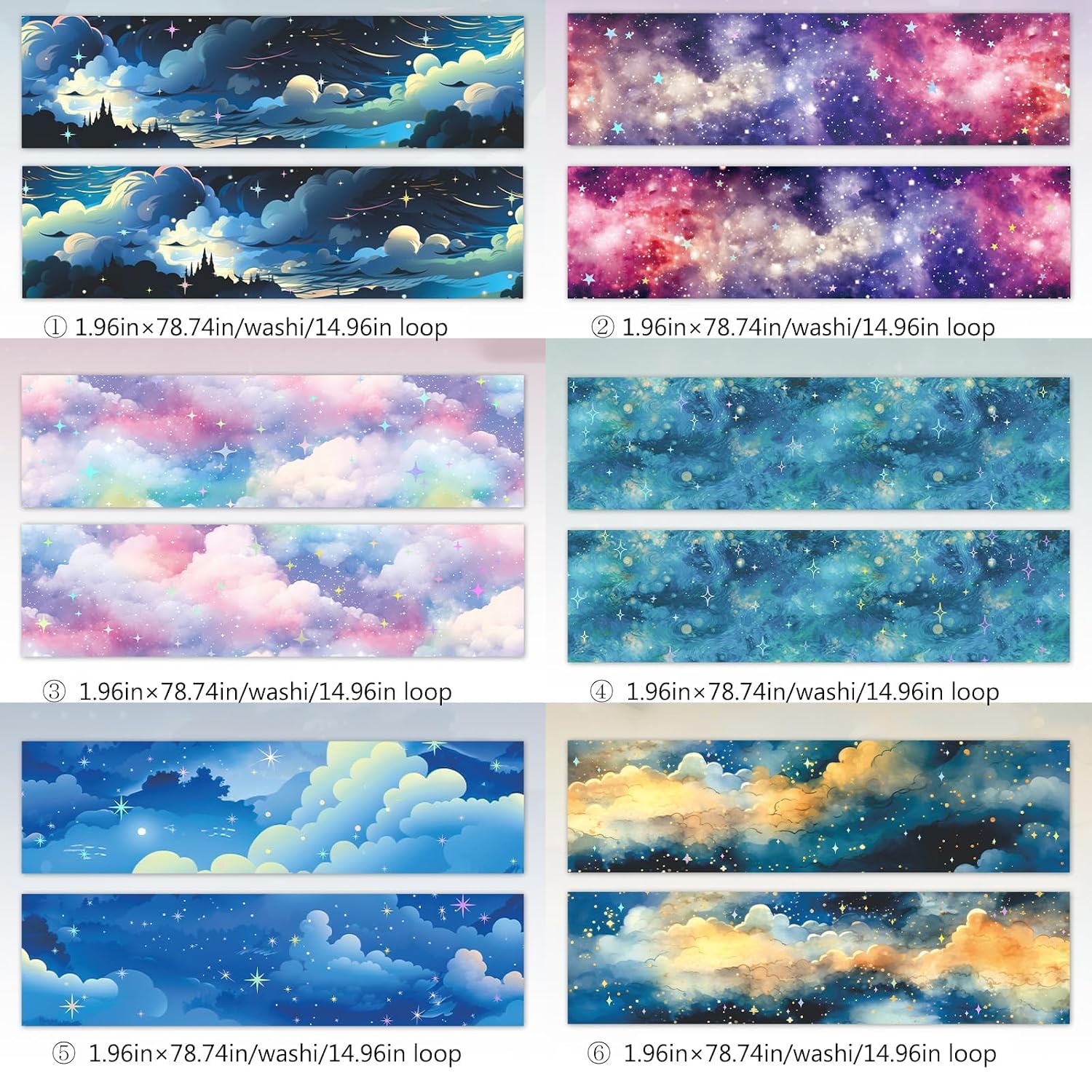 Cloud Washi Tape Stickers Sets for Journaling,Star Journal Stickers for DIY image 2