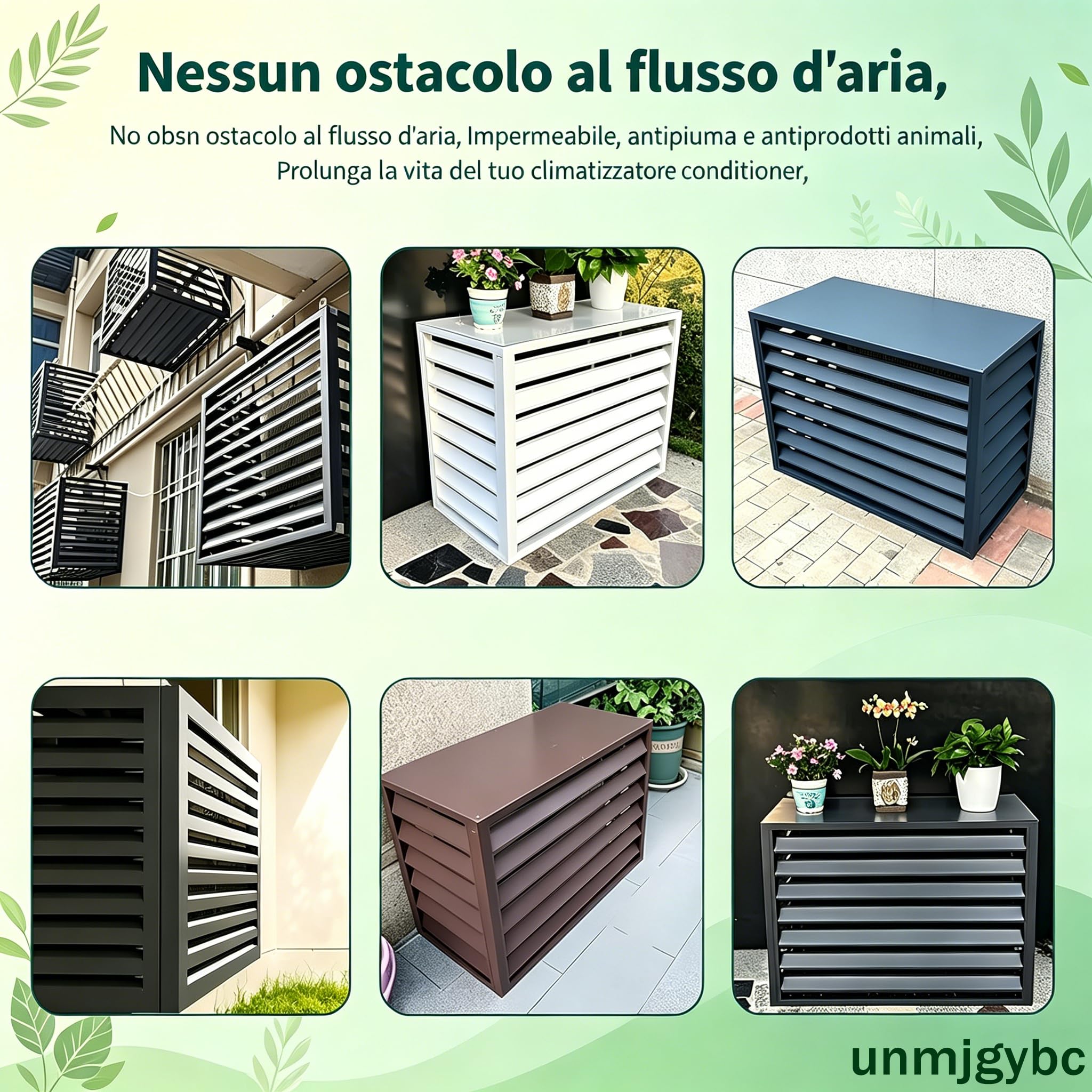 Protezione per unità esterna climatizzatore con copertura, struttura in alluminio verniciato elettrostaticamente, antiruggine antipioggia, ventilazione libera per unità 2~3 HP（Bianco 110×60×80cm）