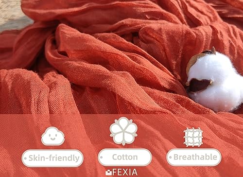 Miniatura 4 de FEXIA Camino de Mesa de Gasa de Terracota para Acción de Gracias 35x120 Pulgadas Naranja Rojo Óxido Boho Caminos de Mesa de Gasa Quemado para