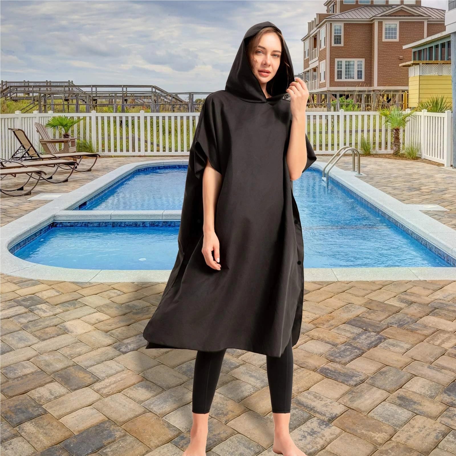 Toalla de Playa, Poncho de Surf, Toalla de Secado rápido, Sudadera con Capucha, Gran absorción de Agua, Microfibra, Bata de Playa de Repuesto(Pink)