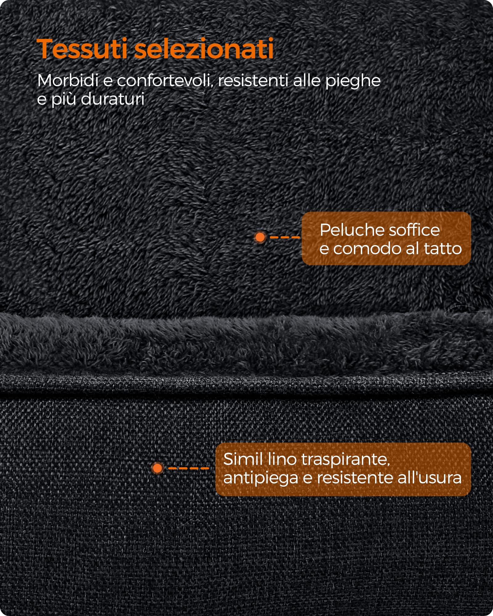 Feandrea Cuccia per Cani, Lettino per Animali in Simil Lino, Bordi Rialzati, Fondo Antiscivolo, Copertura Sfoderabile per Lavaggio, Taglia L per Cane Medio, 90 x 75 x 25 cm, Grigio Scuro PGW011G01