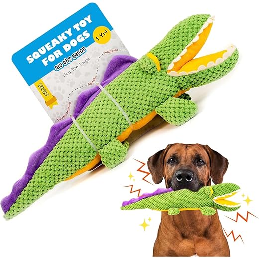 BarkButler Aly Gator Plush Dog Toy - Green