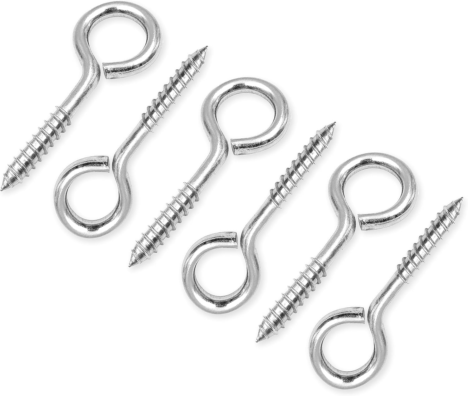 Zyraw Eye Hooks Screw in Heavy Duty, 3.2 Inch Pack of 10 Silver Carbon Steel Eye