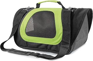 Record -Trasportino per Cani e Gatti Bicolor in tessuto. Borsa per Cani con guinzaglio...