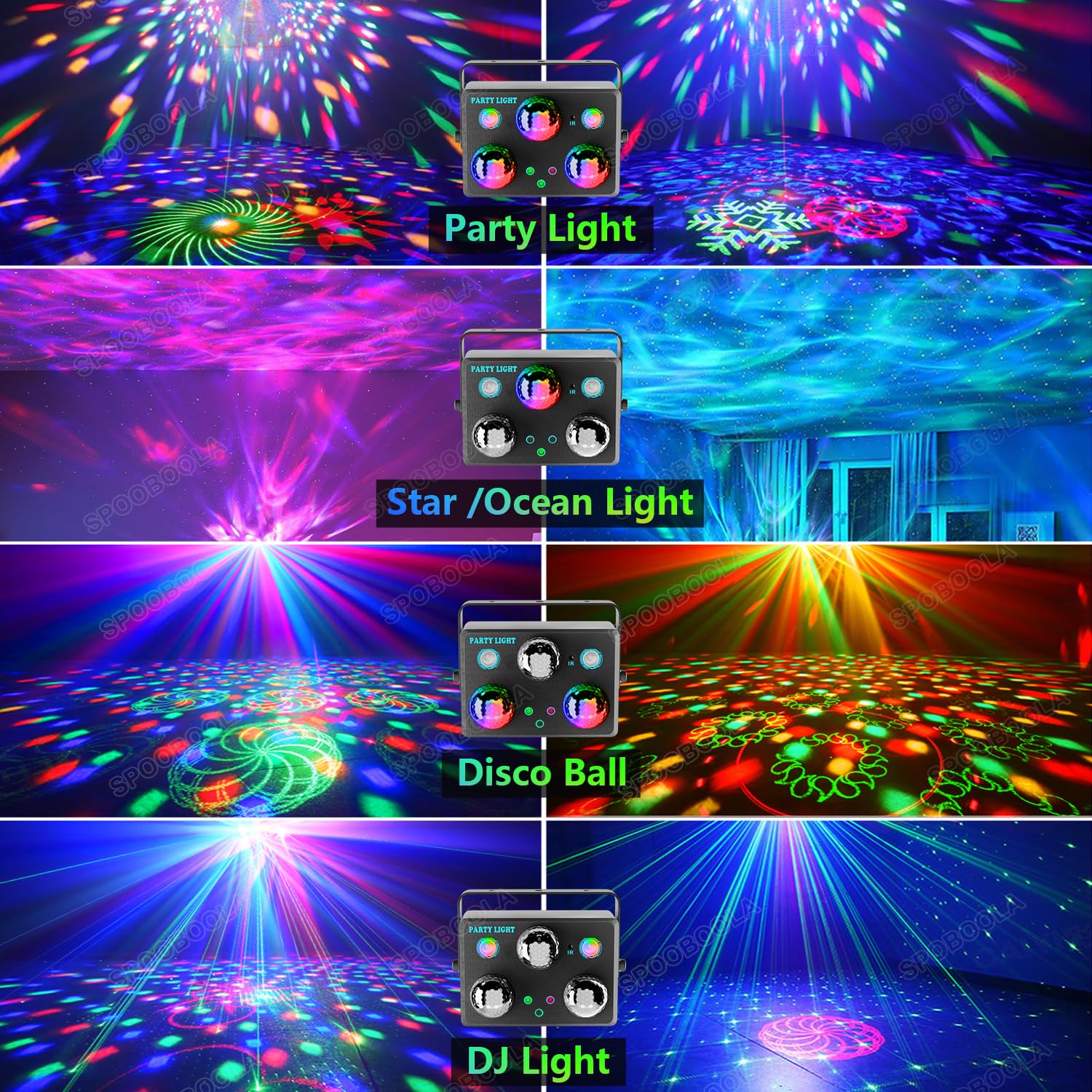 Disco Ball,Party DJ Disco Light Strobe Stage Dance Light Glow Party Sound Activated with Remote Control Rave Ocean Star Projector for Club KTV Christmas Halloween Dancing Parties Holiday Décor