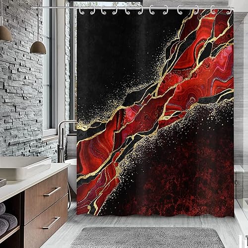 Miniatura 29 de Cortina de ducha con diseño de mármol verde, verde azulado y blanco degradado, moderna, abstracta, de lujo, ondas, decoración del hogar, tela